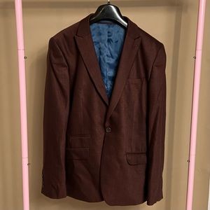ASOS Wedding Skinny Blazer in Maroon
